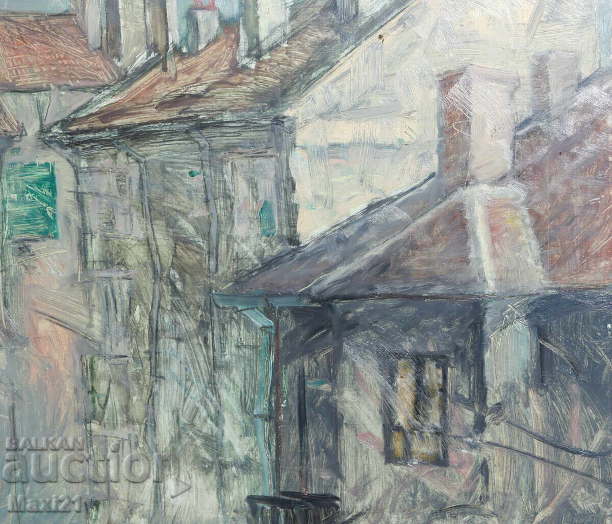 Oil painting, cityscape, houses - 5