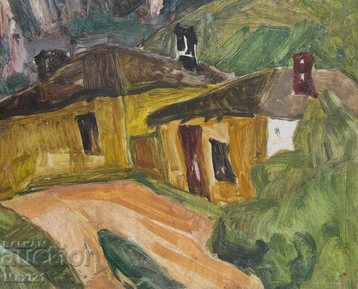 Oil painting, genre scene, houses - 5 Oil painting, genre scene, houses - 5
