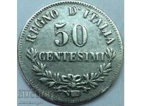 50 Centesimi 1867 Italia N - Napoli Birmingham Argint