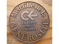 Medal-plaque "For Generosity" - "League Against Cancer", France