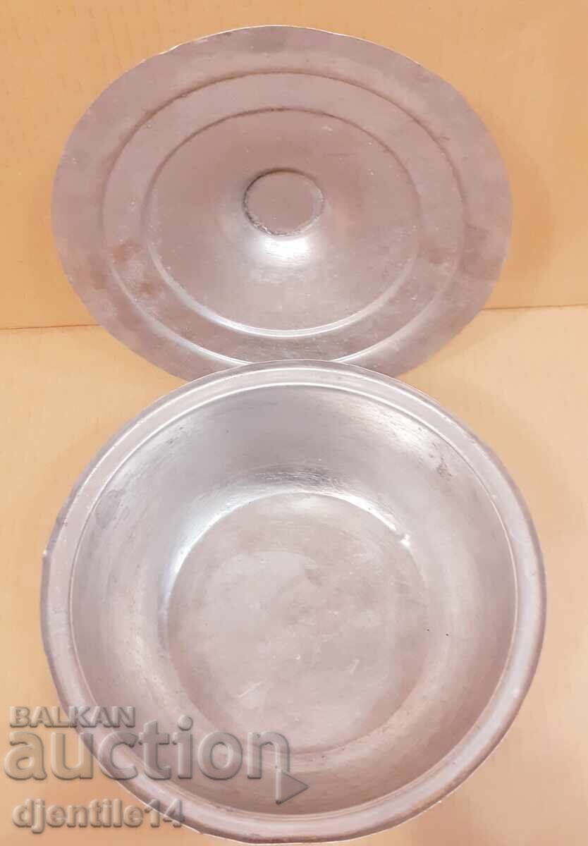 Πιάτο παλιό μεγάλο με καπάκι αλουμινίου - 6