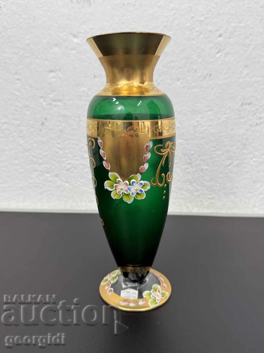 Auction Bohemian glass vase in "Victorian" style. No. 7600 Auction Bohemian glass vase in "Victorian" style. No. 7600