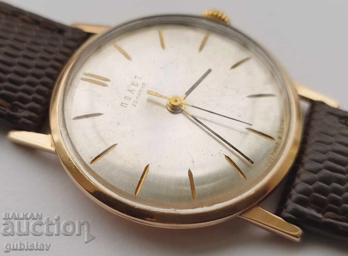 Ceas vechi Polet, auriu, 14K, 583, URSS, diam. 33 mm cu preț 2700.00 BGN | € 1380.49 Ceas vechi Polet, auriu, 14K, 583, URSS, diam. 33 mm cu preț 2700.00 BGN | € 1380.49