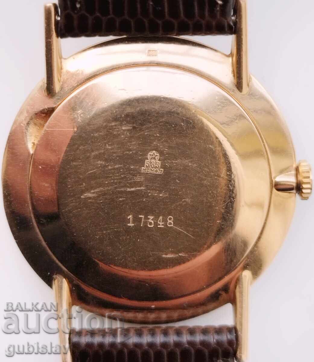 Ceas vechi Polet, auriu, 14K, 583, URSS, diam. 33 mm - 6 Ceas vechi Polet, auriu, 14K, 583, URSS, diam. 33 mm - 6