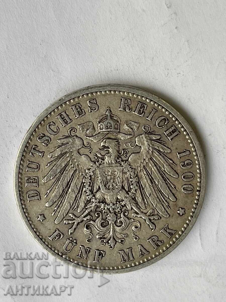 Germany Silver Coin 5 Marks 1900 Württemberg Silver with price 93.00 BGN | € 47.55
