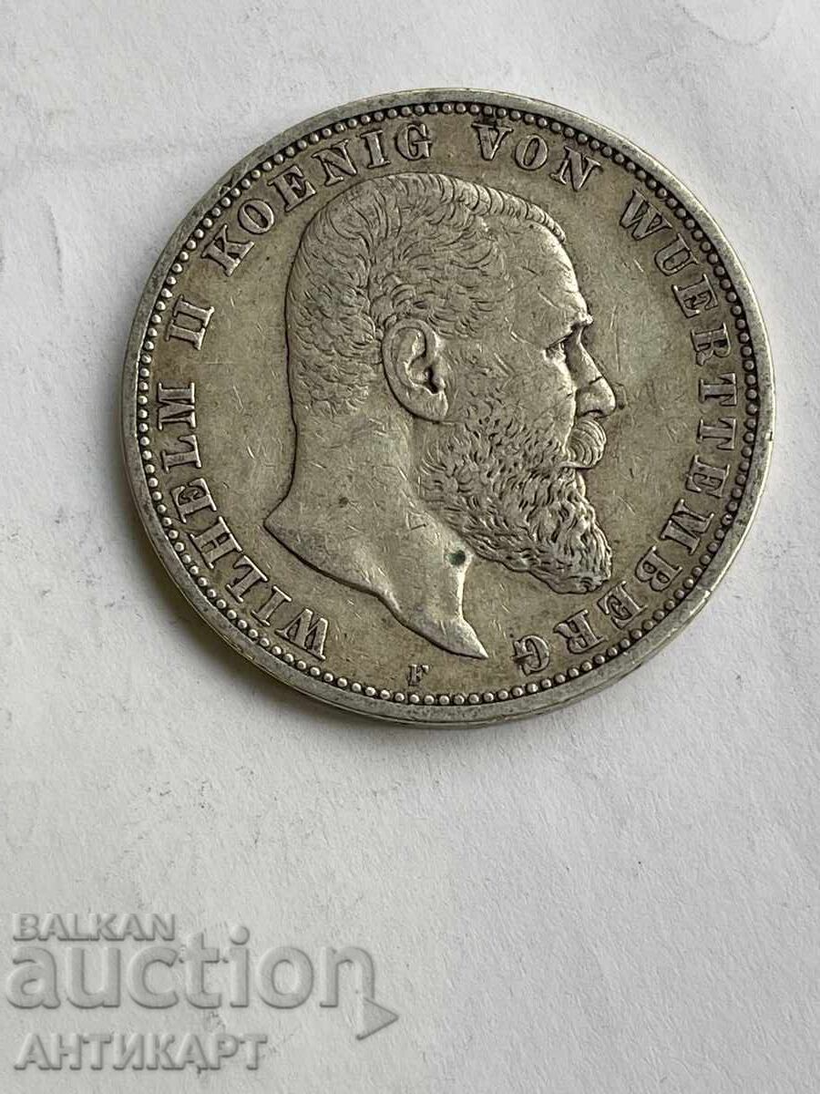Germany Silver Coin 5 Marks 1900 Württemberg Silver