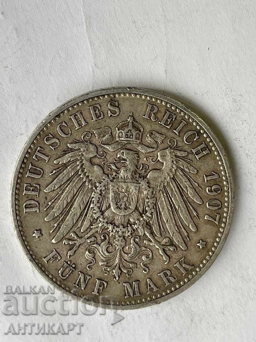 Germany Silver Coin 5 Marks 1907 Württemberg Silver with price 96.00 BGN | € 49.08