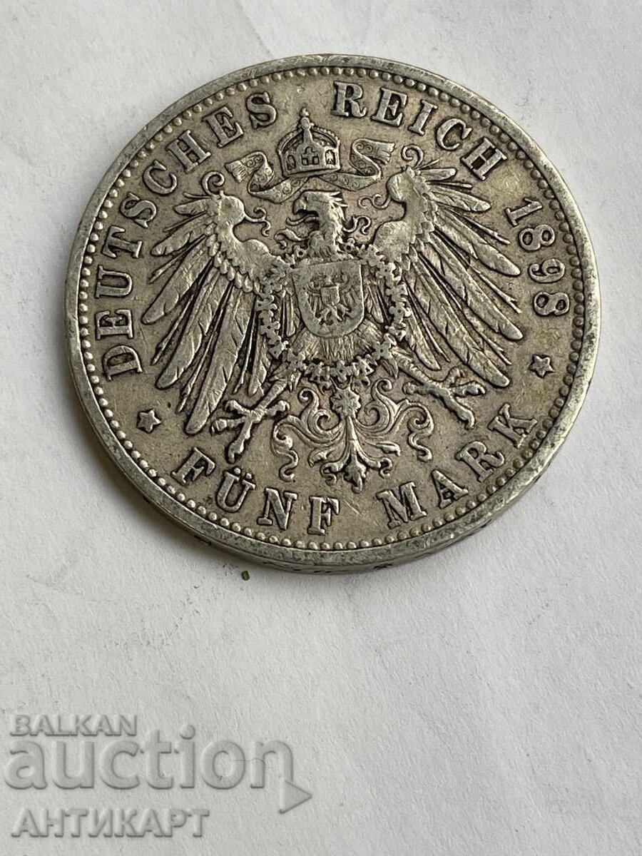 Auction Germany Silver Coin 5 Marks 1898 Friedrich Baden Silver Auction Germany Silver Coin 5 Marks 1898 Friedrich Baden Silver