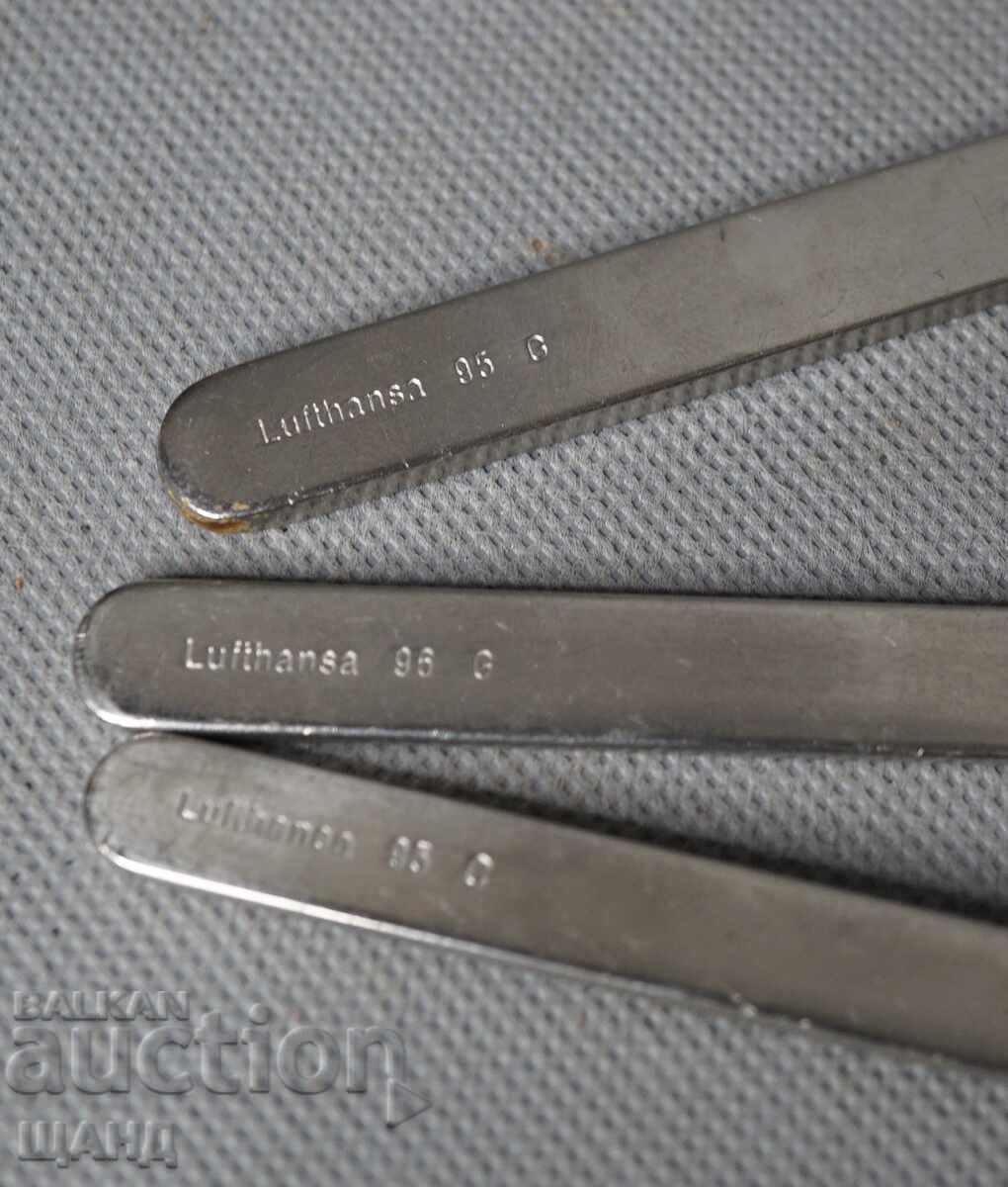 Delivery of Lufthansa Aircraft Cutlery Set Fork, Spoon, Knife Delivery of Lufthansa Aircraft Cutlery Set Fork, Spoon, Knife