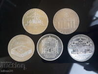 Lot de 5 bucăți de 5 mărci comemorative Deutsche DDR