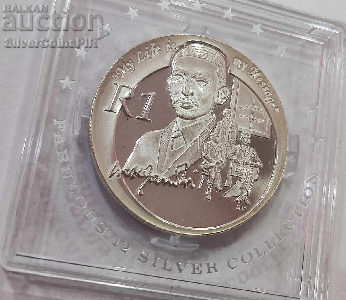 Ασήμι 1 Ραντ Μαχάτμα Γκάντι 2008 Νότια Αφρική με τιμή 64.10 BGN | € 32.77 Ασήμι 1 Ραντ Μαχάτμα Γκάντι 2008 Νότια Αφρική με τιμή 64.10 BGN | € 32.77