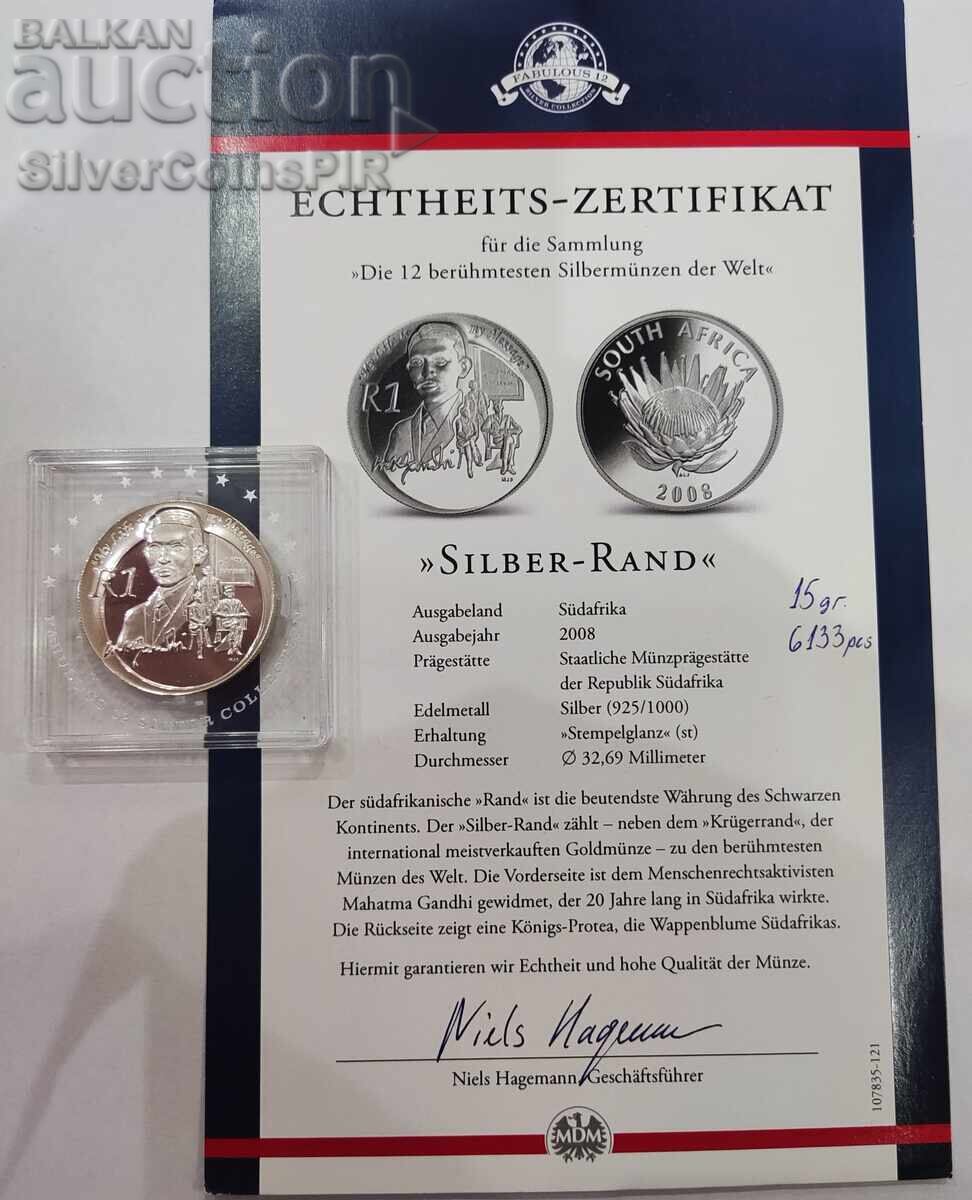 Παράδοση Ασήμι 1 Ραντ Μαχάτμα Γκάντι 2008 Νότια Αφρική Παράδοση Ασήμι 1 Ραντ Μαχάτμα Γκάντι 2008 Νότια Αφρική