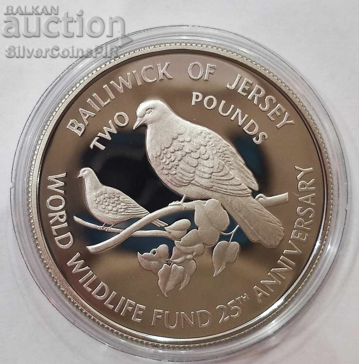 Silver 2 Pounds Pigeons 1987 Jersey Endangered Animals Silver 2 Pounds Pigeons 1987 Jersey Endangered Animals