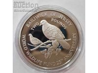 Silver 2 Pounds Pigeons 1987 Jersey Endangered Animals