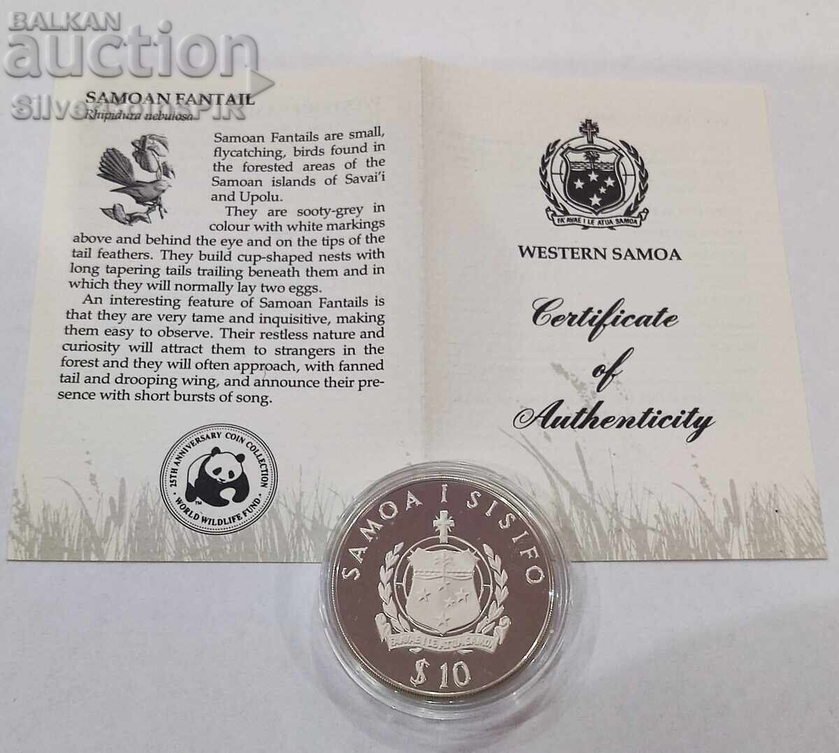 Silver 10 Tala Bird 1986 Samoa Endangered Animals - 5 Silver 10 Tala Bird 1986 Samoa Endangered Animals - 5