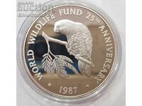 Silver 5$ Parrot 1987 Cayman Islands Endangered Animals