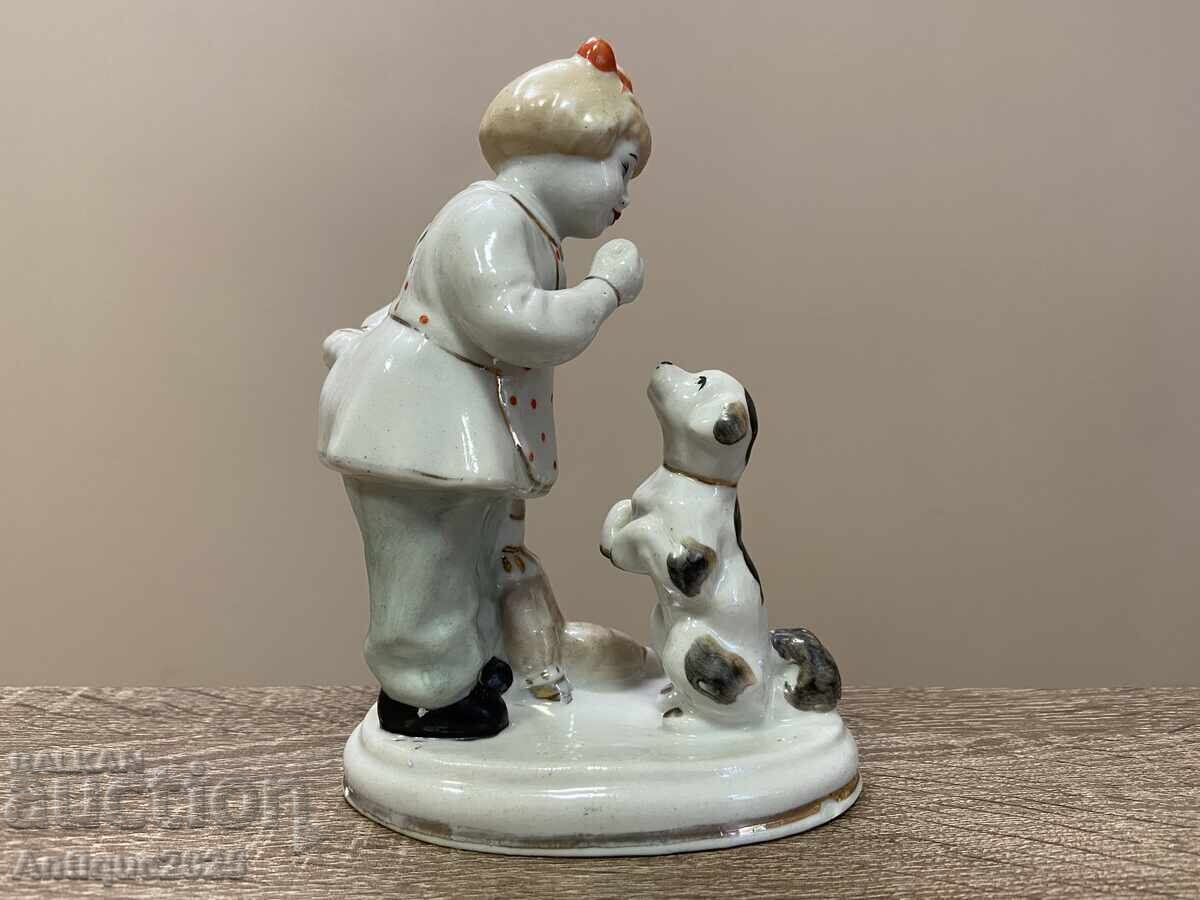 Auction  Figurine "Childhood. Girl with a puppy. Let's see, take it!"