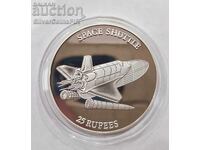 Silver 25 Rupees Sailboat 1993 Seychelles