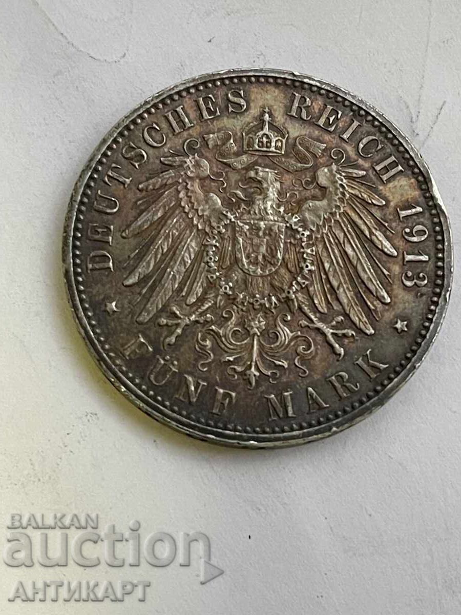 Germany Rare Silver Coin 5 Mark 1913 Hamburg Silver with price 95.00 BGN | € 48.57 Germany Rare Silver Coin 5 Mark 1913 Hamburg Silver with price 95.00 BGN | € 48.57