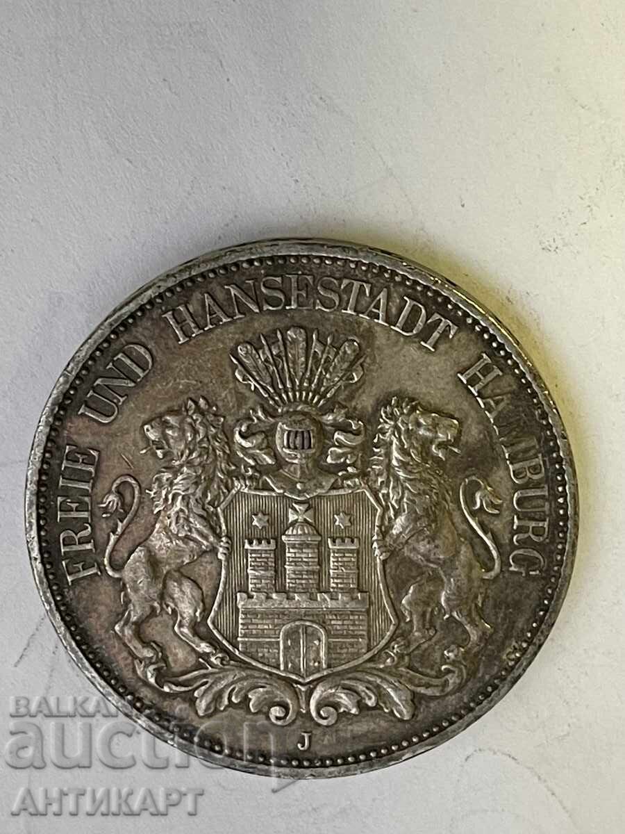 Germany Rare Silver Coin 5 Mark 1913 Hamburg Silver Germany Rare Silver Coin 5 Mark 1913 Hamburg Silver