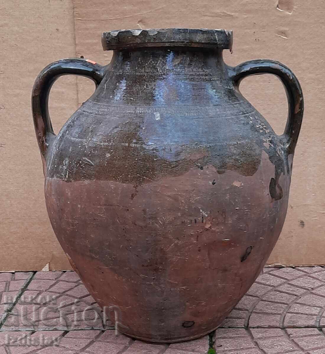 Large ethnographic glazed jug, mid-19th century