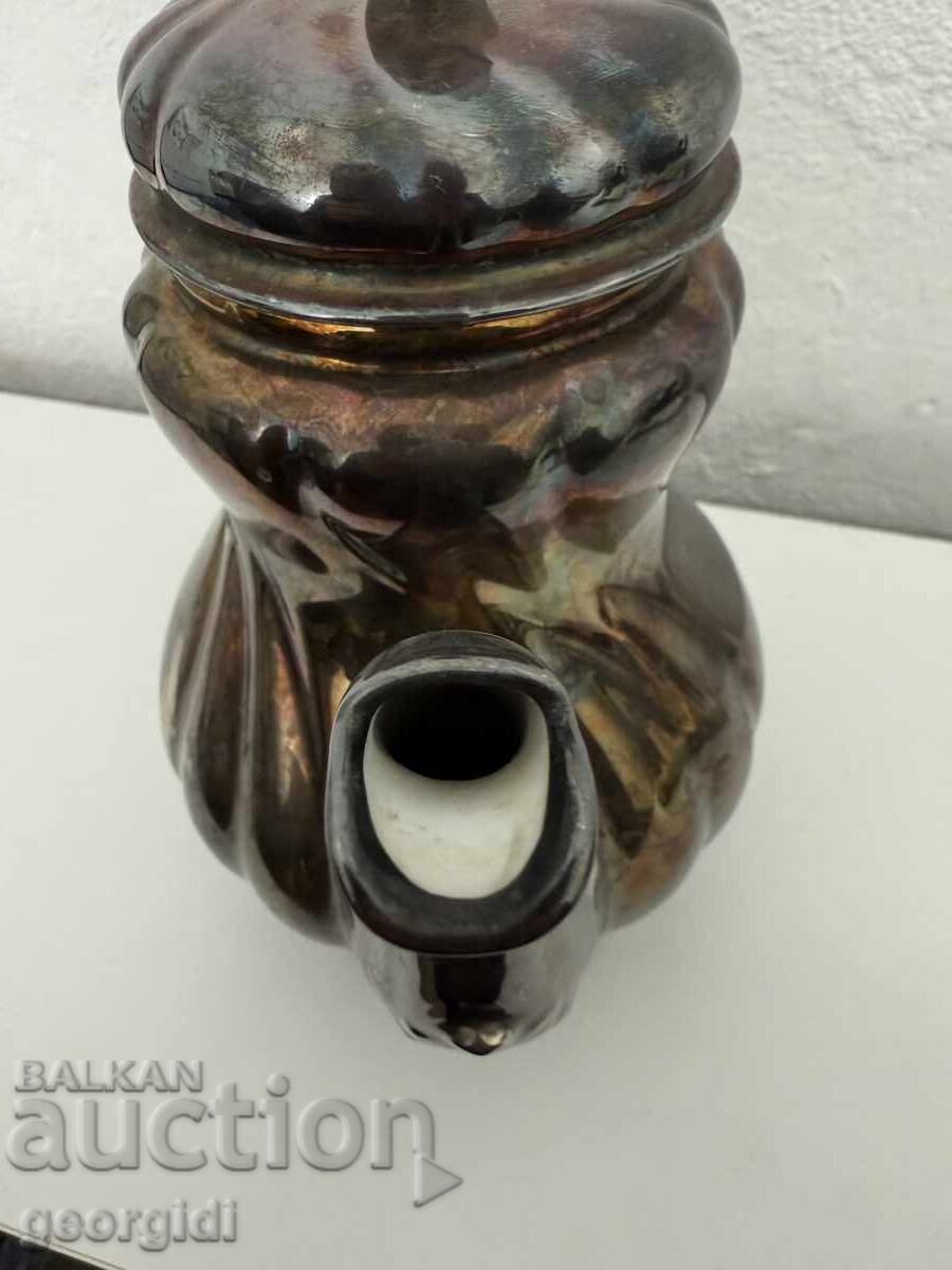 Παράδοση Πορσελάνινη τσαγιέρα με ασημένιο φύλλο - Carl Magnus Hutschen