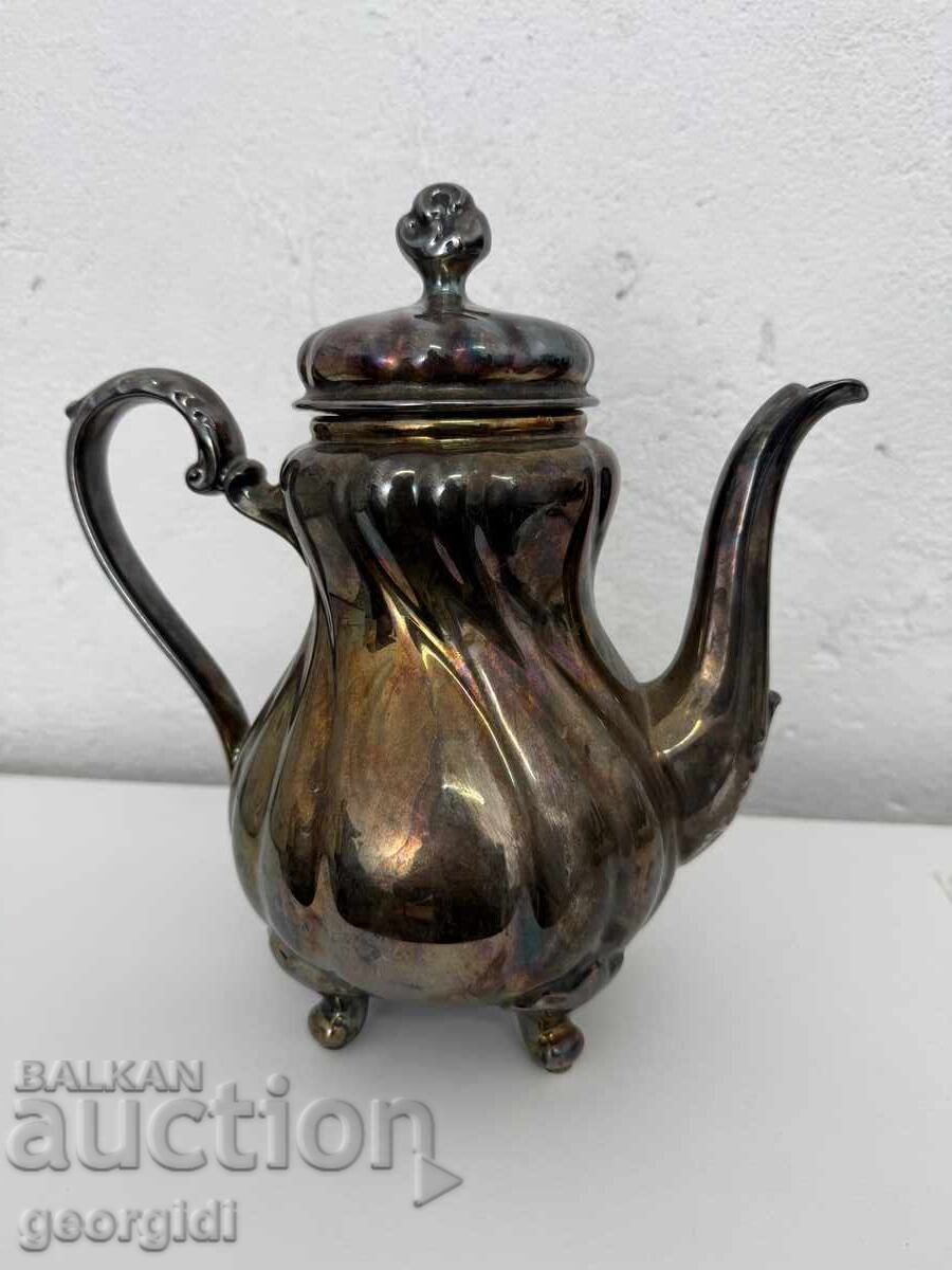 Πορσελάνινη τσαγιέρα με ασημένιο φύλλο - Carl Magnus Hutschen - 5