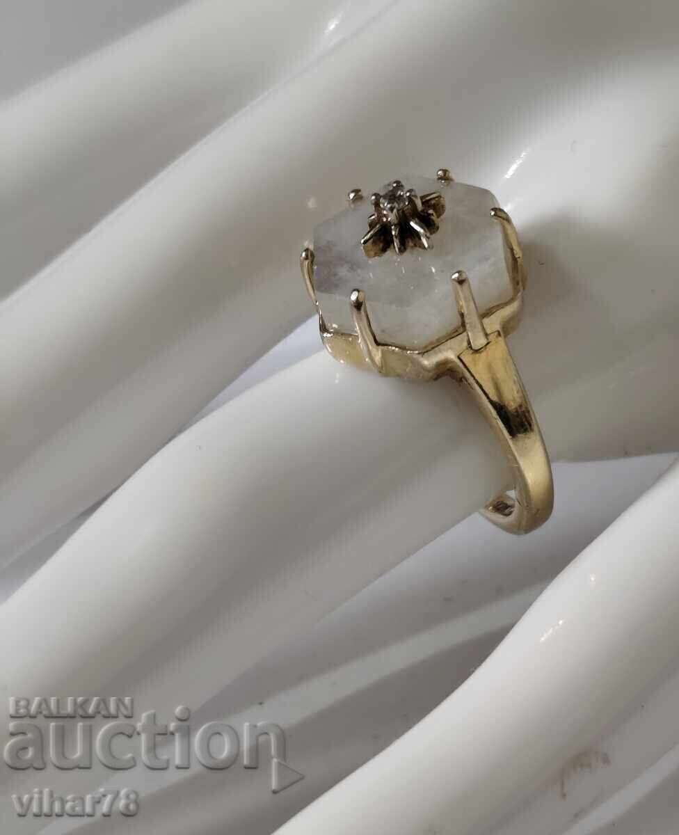 BEAUTIFUL GOLD-PLATED SILVER LADIES RING WITH MOONSTONE with price € 88.99 | 174.05 BGN