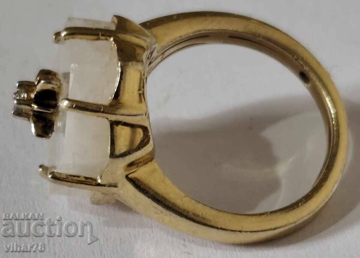 BEAUTIFUL GOLD-PLATED SILVER LADIES RING WITH MOONSTONE - 7