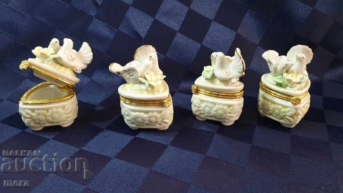 Σετ μικρών πορσελάνινων κουτιών για κοσμήματα - 5 Σετ μικρών πορσελάνινων κουτιών για κοσμήματα - 5