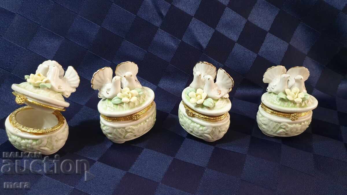 Σετ μικρών πορσελάνινων κουτιών για κοσμήματα - 6 Σετ μικρών πορσελάνινων κουτιών για κοσμήματα - 6