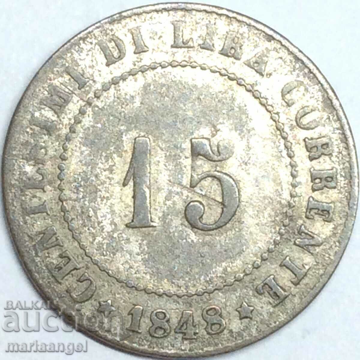 Delivery of 15 centesimi 1848 Italy Venetian Lion silver Delivery of 15 centesimi 1848 Italy Venetian Lion silver