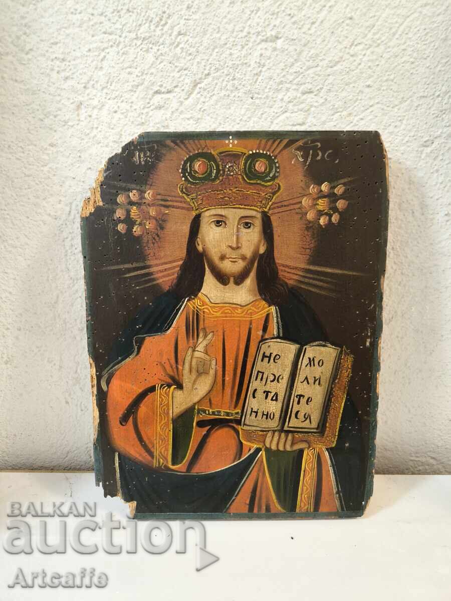 Icon "Christ Pantocrator" - hand-painted, 19th century - 7 Icon "Christ Pantocrator" - hand-painted, 19th century - 7