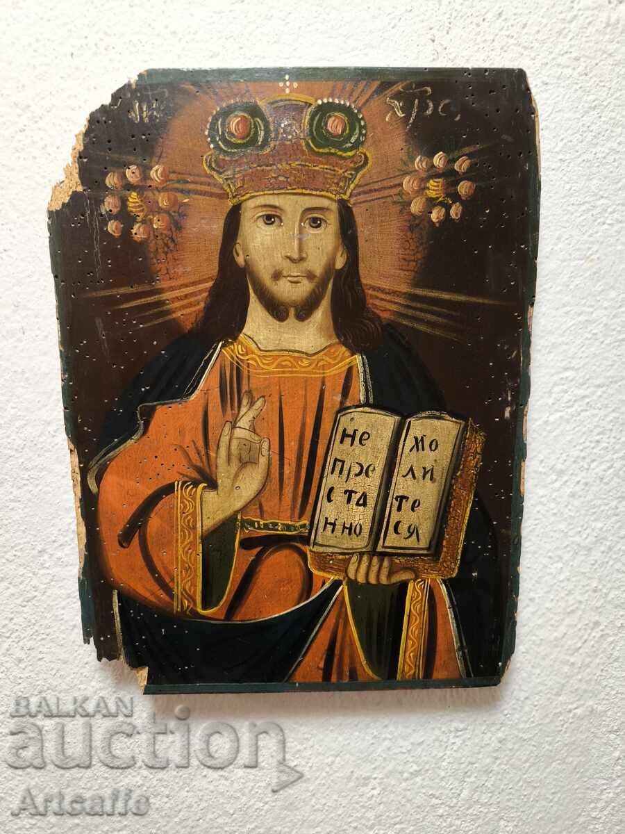 Icon "Christ Pantocrator" - hand-painted, 19th century Icon "Christ Pantocrator" - hand-painted, 19th century