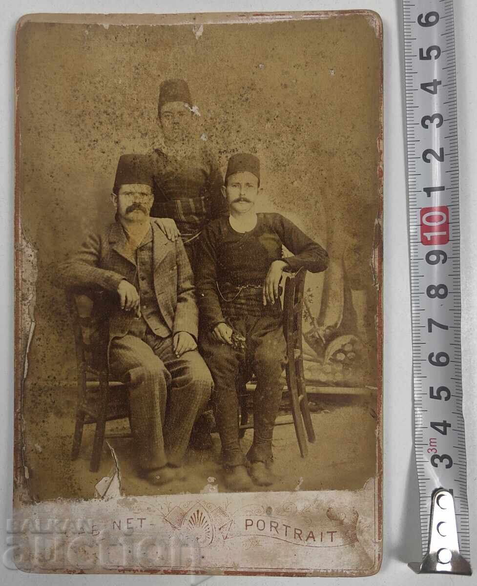 1870-ТЕ БЪЛГАРИ МЪЖЕ МЪЖ ФЕС МНОГО СТАРА СНИМКА КАРТОН - 6