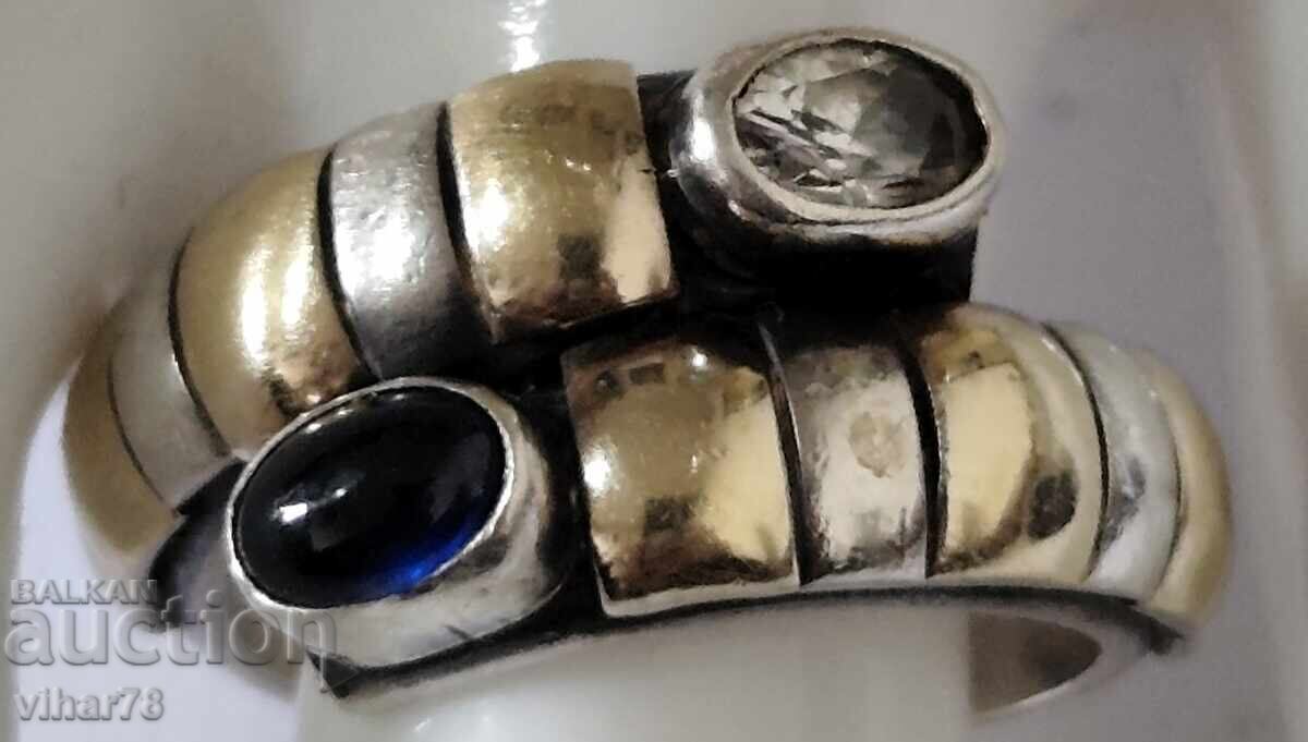Παράδοση Ασημένιο δαχτυλίδι με χρυσά στοιχεία