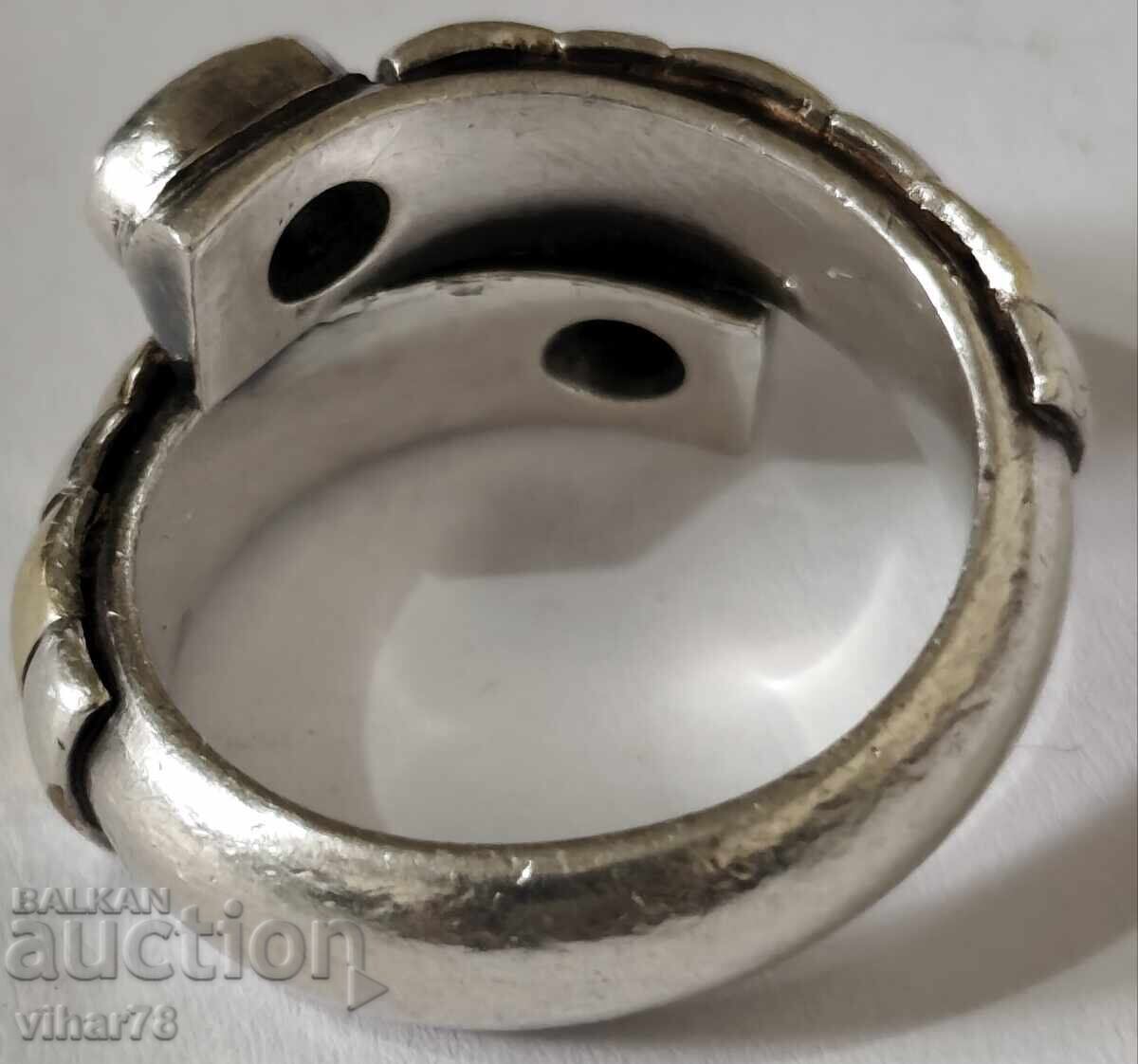 Ασημένιο δαχτυλίδι με χρυσά στοιχεία - 7