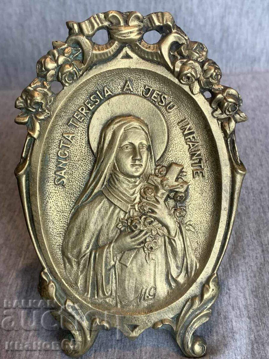 Antique Icon - Saint Thérèse of the Child Jesus, Brass - 7 Antique Icon - Saint Thérèse of the Child Jesus, Brass - 7