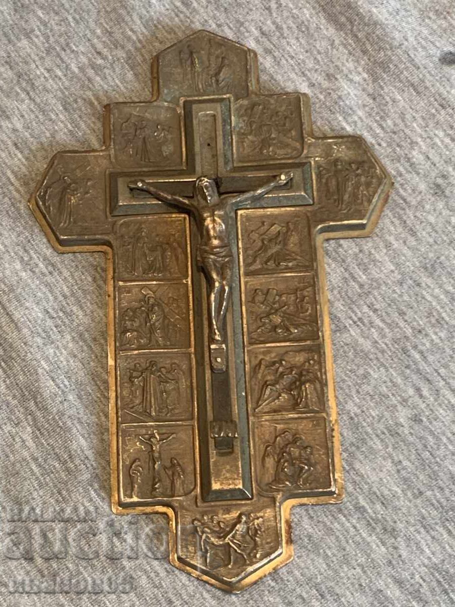 Old wall crucifix depicting the Stations of the Cross