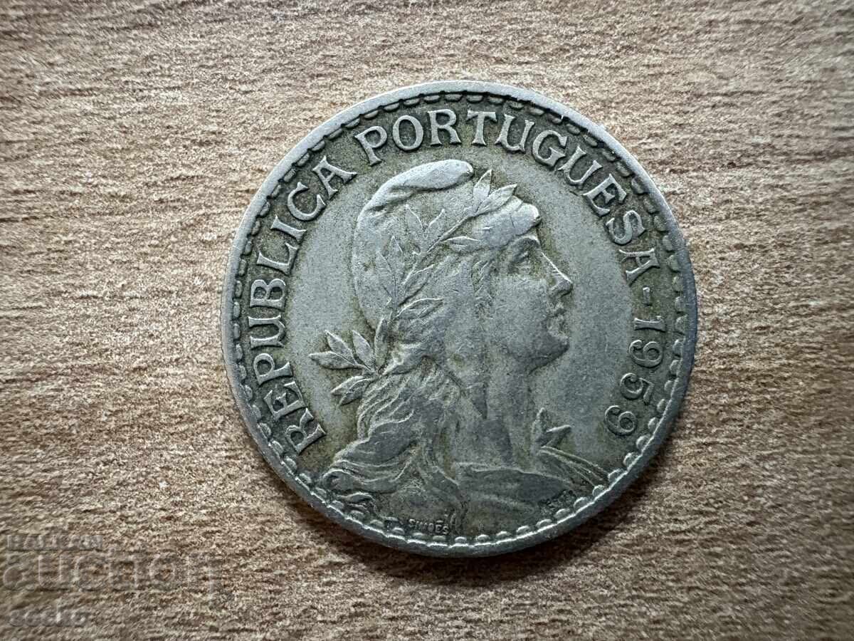 Португалия - 1 ескудо (1959) с цена 1.40 лв. | € 0.72 Португалия - 1 ескудо (1959) с цена 1.40 лв. | € 0.72