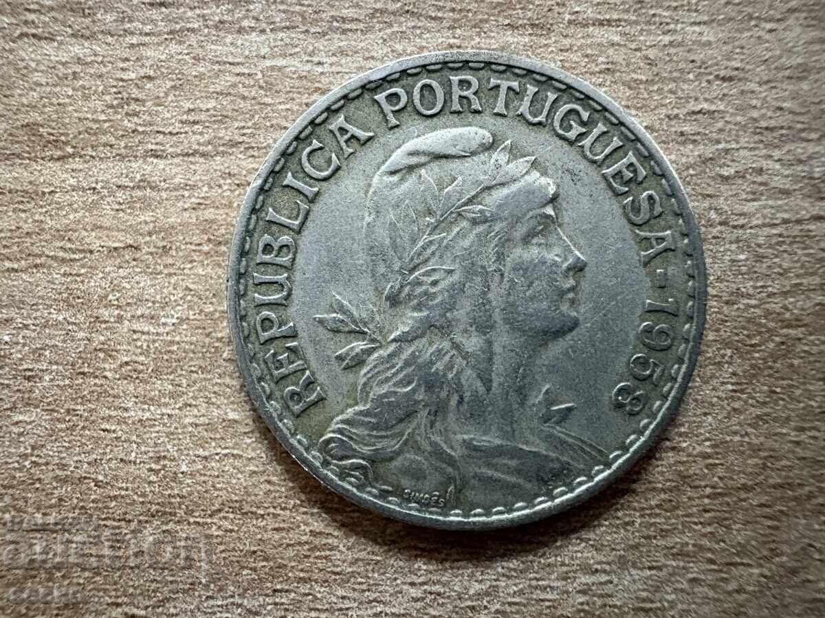 Португалия - 1 ескудо (1958) с цена 1.35 лв. | € 0.69 Португалия - 1 ескудо (1958) с цена 1.35 лв. | € 0.69