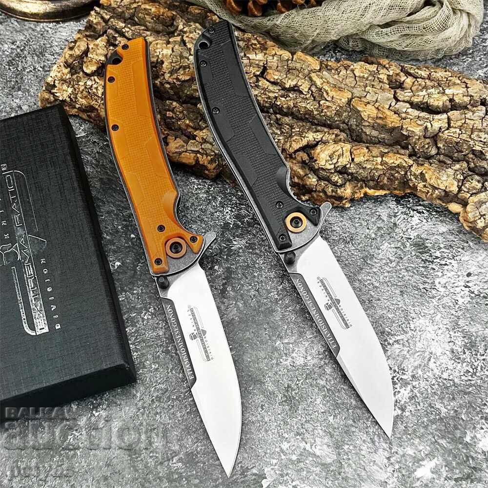 Tactical Folding Knife EDC, D2 Blade - G10 Handle; 118x228