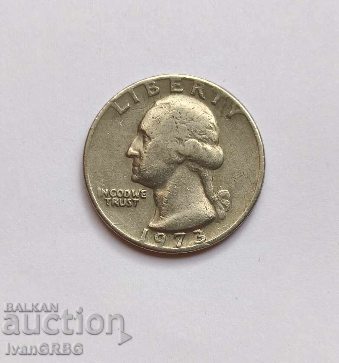 1/4 ΔΟΛ. ΗΠΑ 25 λεπτά 1973 αμερικανικό νόμισμα quarter dollar ΗΠΑ με τιμή 1.30 BGN | € 0.66