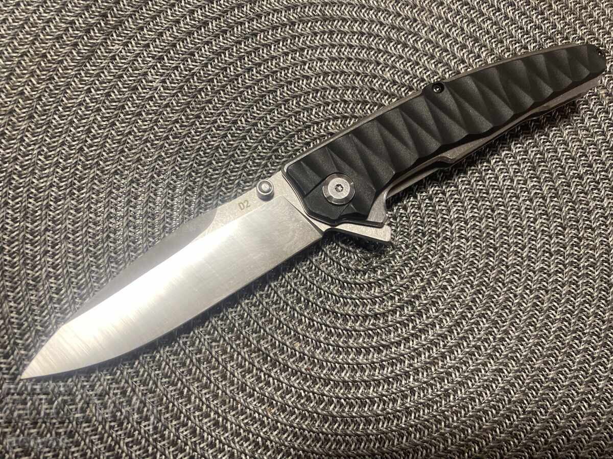 Folding knife, D2 blade, G10 handle, 98x230