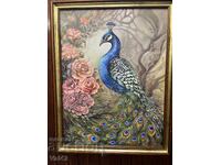 Peacock painted with oil paints on canvas - Desislava Radeva