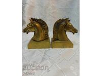 Bronze solid bookends with a horse head