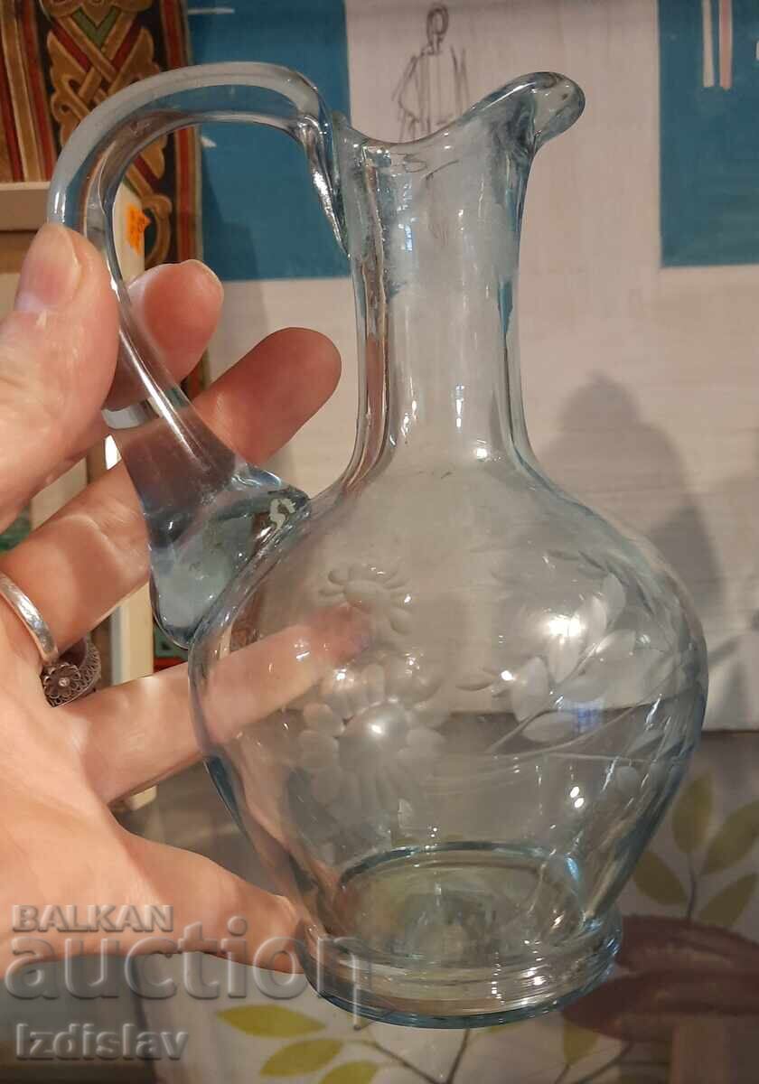 Auction  Blue glass jug for rakia from the Socialist era