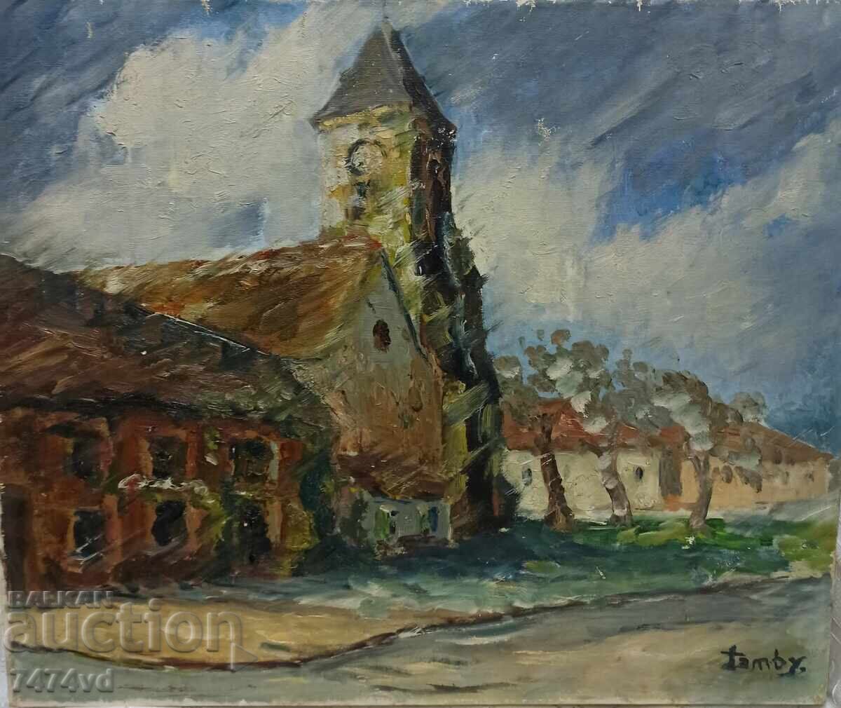 Παλιός πίνακας γαλλικού εξπρεσιονισμού του περασμένου αιώνα, λάδι με τιμή 500.00 BGN | € 255.65