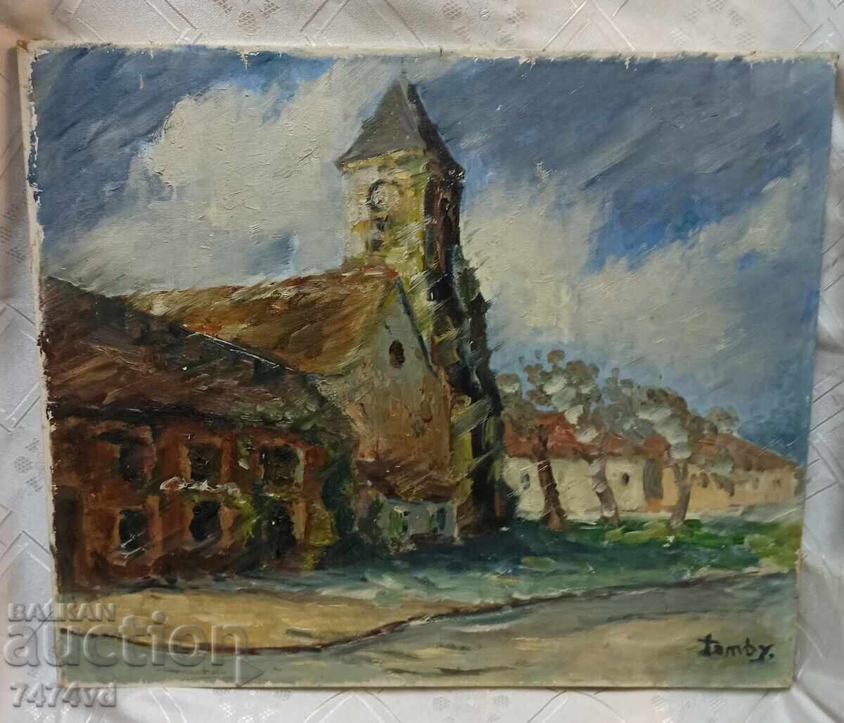 Παλιός πίνακας γαλλικού εξπρεσιονισμού του περασμένου αιώνα, λάδι