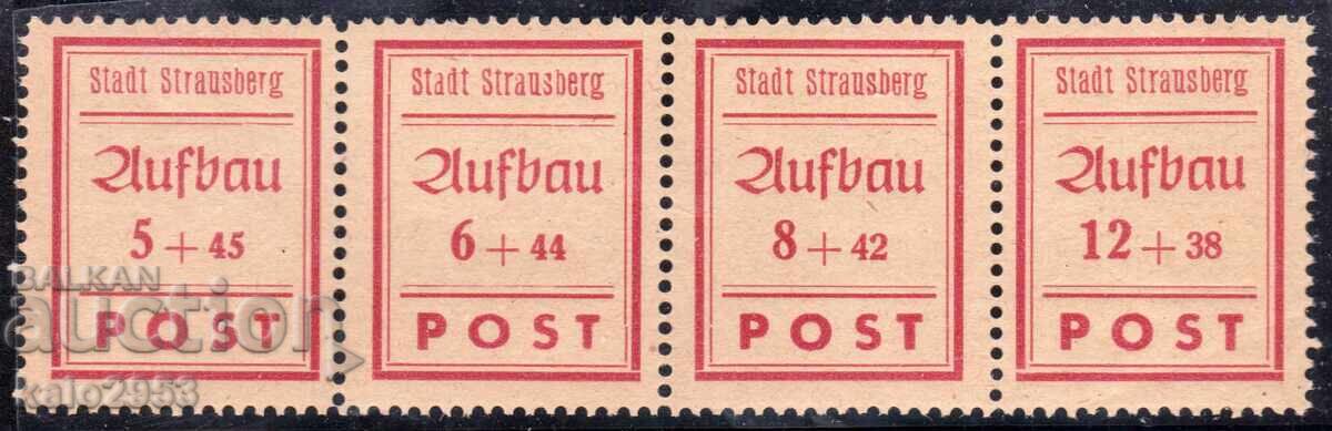 Germany 1946 Local Strausberg Strip 2MLH+2MNH, Perforated Germany 1946 Local Strausberg Strip 2MLH+2MNH, Perforated